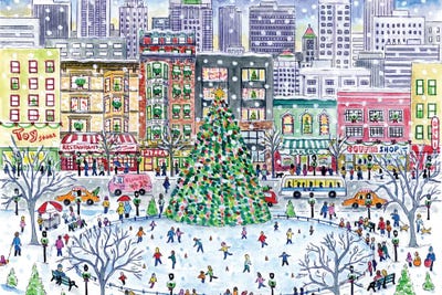 Christmas In The City Canvas Artwork by Michael Storrings